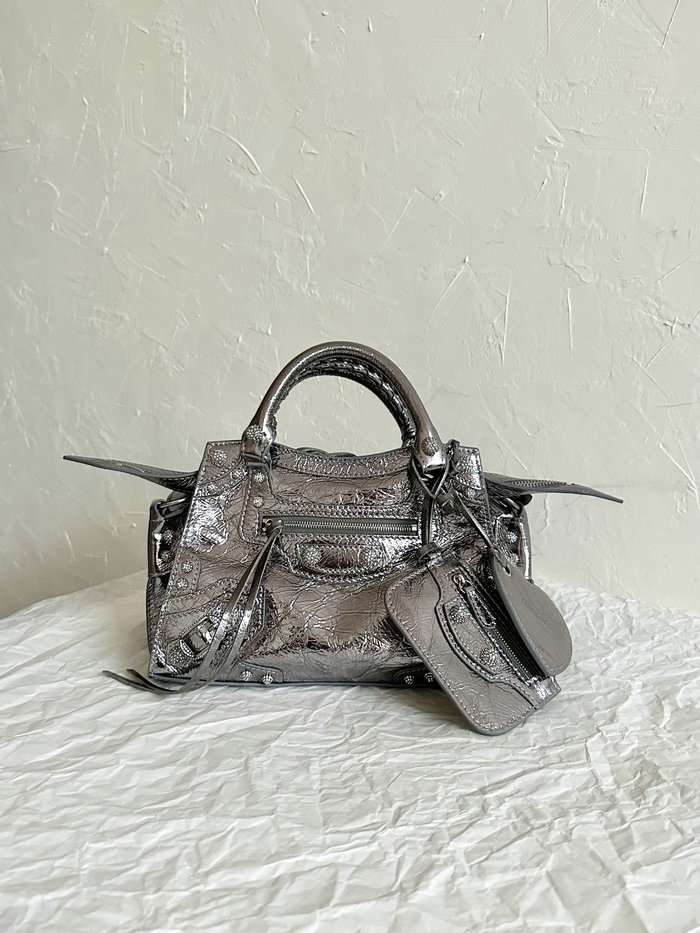 Balenciaga Leather Neo Classic City XS Tote Bag Silver B700941