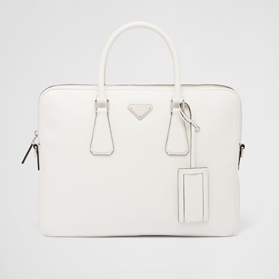 Prada Saffiano Leather Work Bag White 2VE368