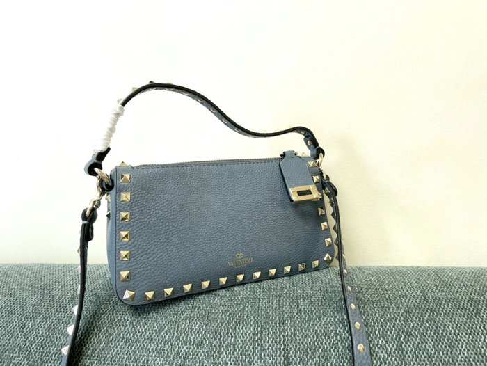 Valentino Garavani Rockstud Leather Shoulder Bag Blue V5500