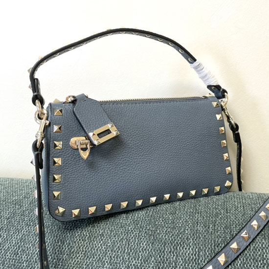 Valentino Garavani Rockstud Leather Shoulder Bag Blue V5500