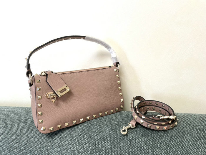 Valentino Garavani Rockstud Leather Shoulder Bag Pink V5500