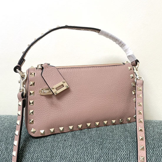 Valentino Garavani Rockstud Leather Shoulder Bag Pink V5500