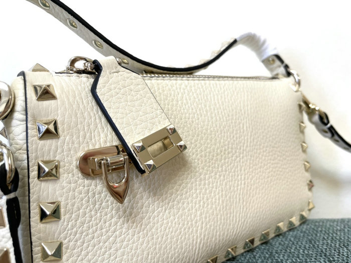 Valentino Garavani Rockstud Leather Shoulder Bag White V5500