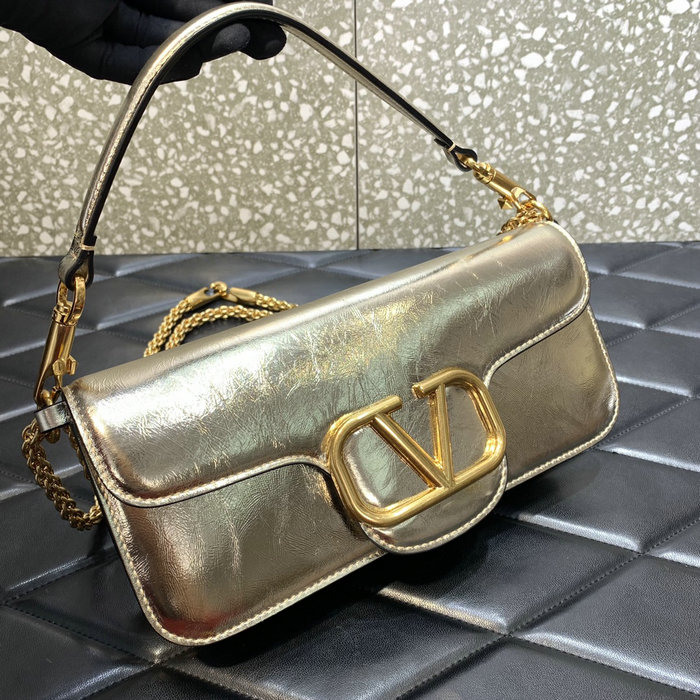 Valentino Loco Calfskin Shoulder Bag Gold V6031