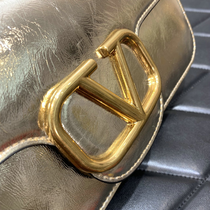 Valentino Loco Calfskin Shoulder Bag Gold V6031