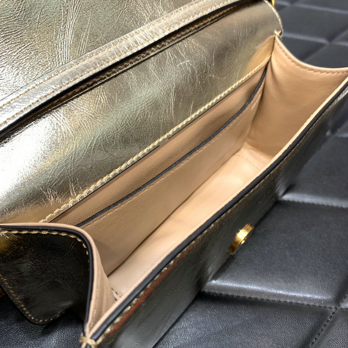 Valentino Loco Small Calfskin Shoulder Bag Gold V1133S