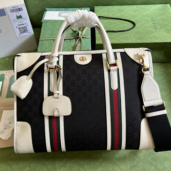 Gucci canvas Bauletto Extra Large Duffle Bag White 715671