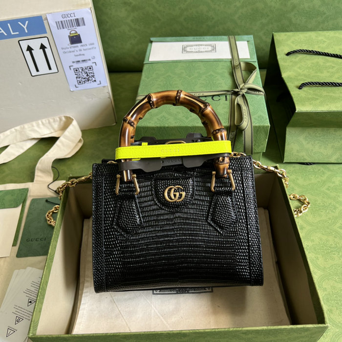 Gucci Diana lizard mini bag Black 675800
