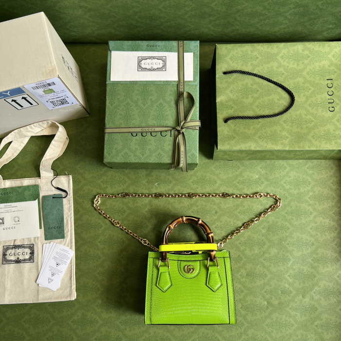 Gucci Diana lizard mini bag Pastel Green 675800