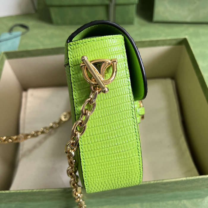 Gucci Horsebit 1955 lizard mini bag Pastel Green 675801