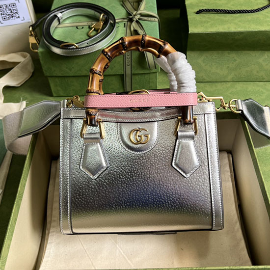 Gucci Diana Mini Tote Bag Silver 702732