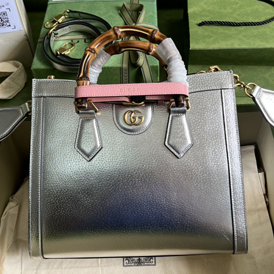 Gucci Diana Small Tote Bag Silver 702721