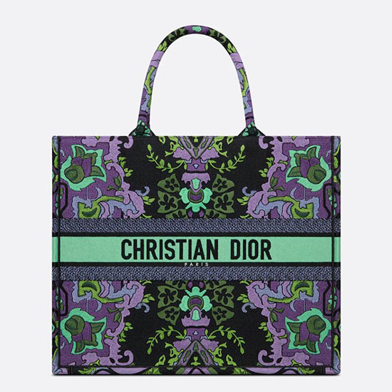 Large Dior Indian Purple Embroidery Book Tote M1286