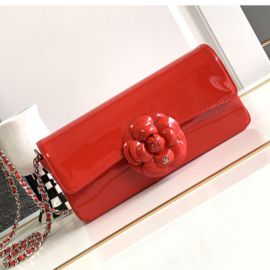 Small Chanel Patent Leather Shoulder Bag Red CF2301