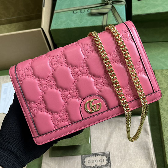 Gucci leather chain wallet pink 723787