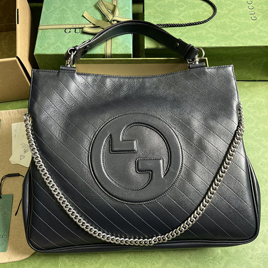 Gucci Blondie Medium Tote Bag Navy Blue 751516