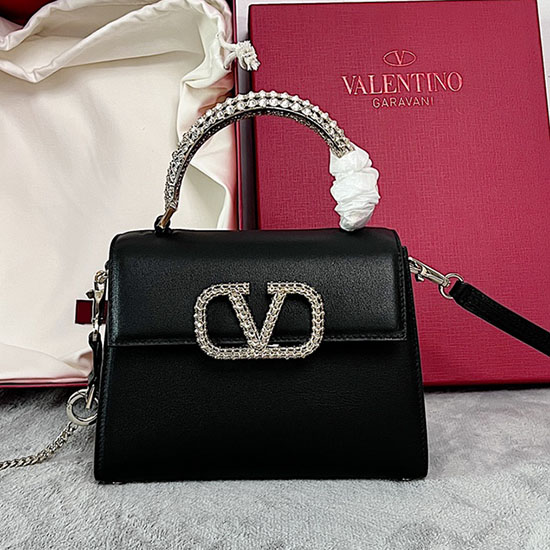 Valentino Small VSling crystal embellished Handbag Black V2628