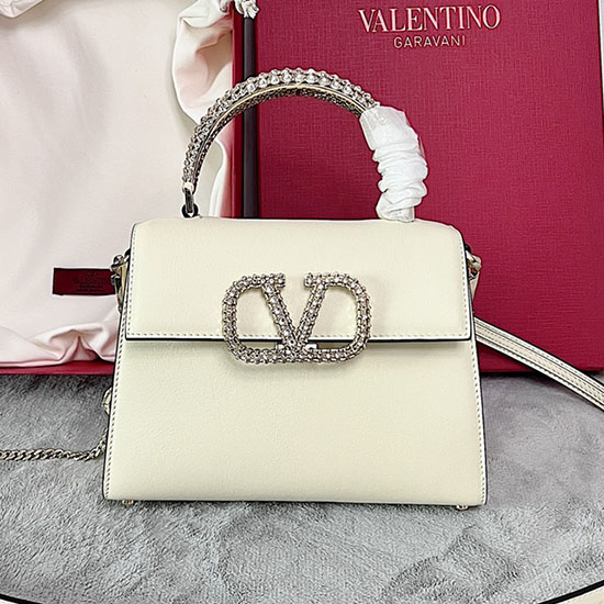 Valentino Small VSling crystal embellished Handbag White V2628