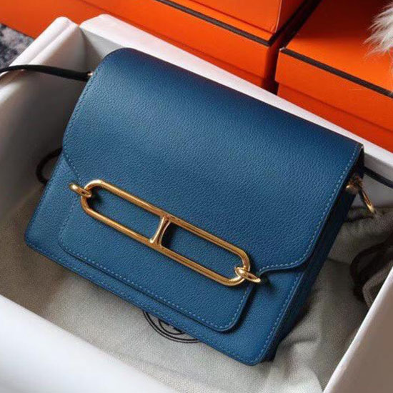 Hermes Evercolor Leather Roulis Bag Deep Blue HR0805