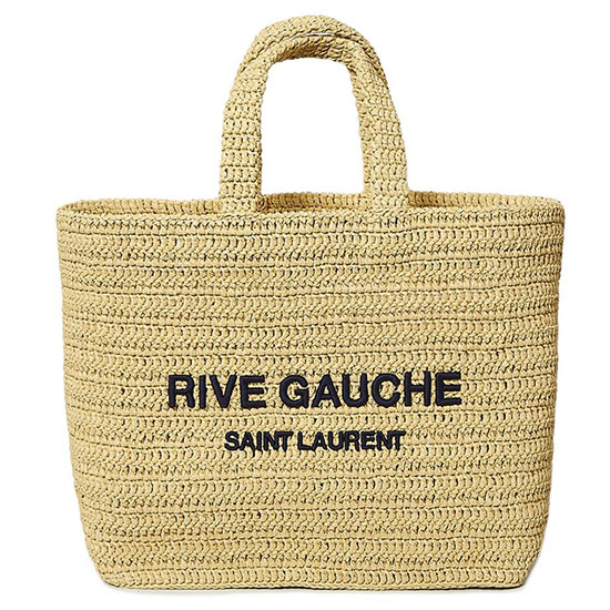 Saint Laurent Raffia Rive Gauche Tote Bag Beige 688864