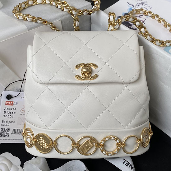 Chanel Calfskin Small Backpack White AS4275