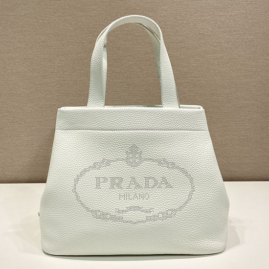 Prada Carved Logo Tote Bag White 1BC384