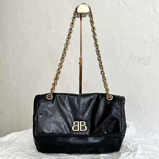 Balenciaga Monaco Small Chain Bag Black with Gold B765966