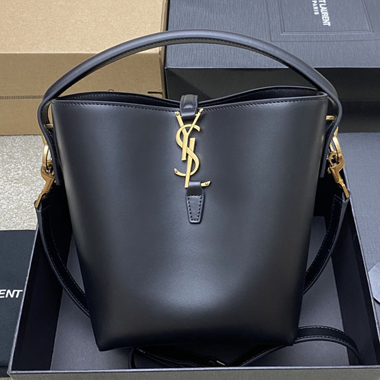 YSL Small Le 37 Leather Bucket Bag Black 749036