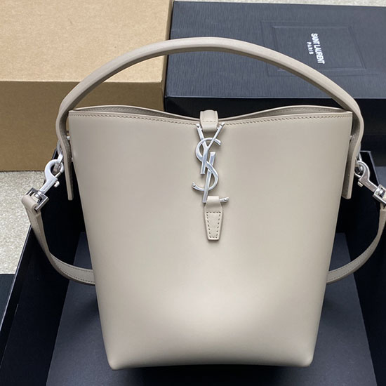 YSL Small Le 37 Leather Bucket Bag Light Beige 749036