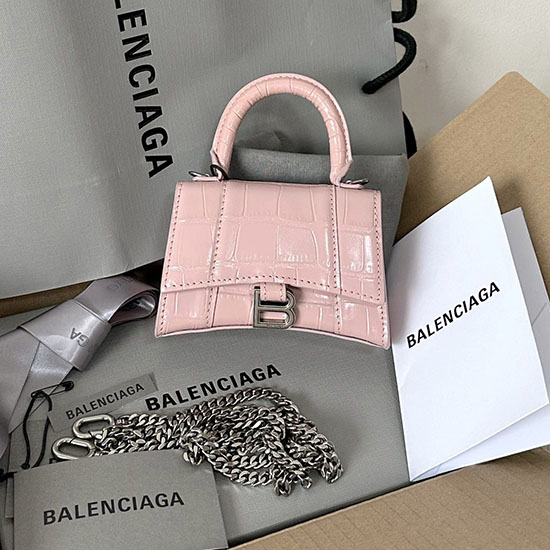 Balenciaga Hourglass Nano Top Handle Bag Pink B664676