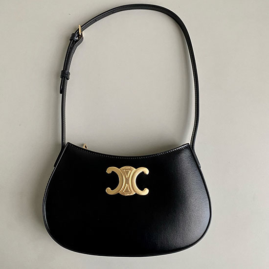 Celine Medium Shiny Calfskin Tilly Bag Black C35035