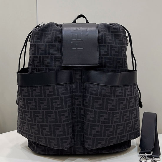 Fendi FF Jacquard Strike Large Backpack Black F8583