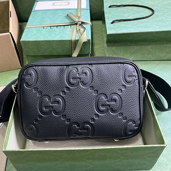 Gucci Jumbo GG Medium Messenger Bag Black 766946