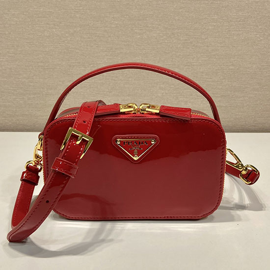 Prada Odette patent leather mini-bag Cherry Red 1BH206