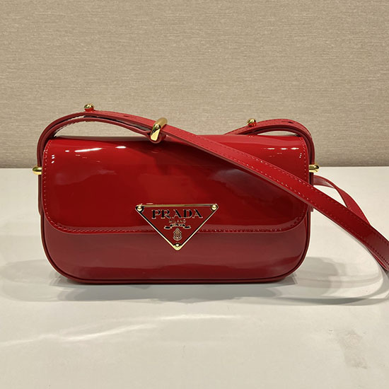 Prada Patent leather shoulder bag with flap Red 1BD339