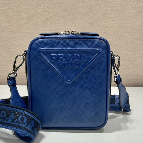 Prada Saffiano leather shoulder bag Blue 2VH154