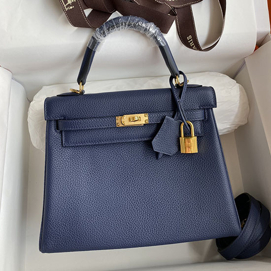 Hermes Togo Leather Kelly Bag Bleu Obscur HKT0408