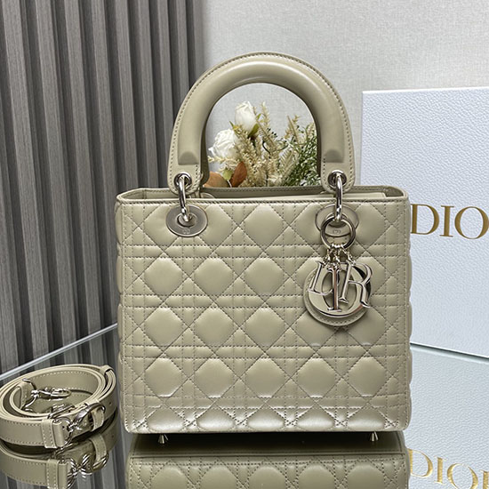Medium Lady Dior Lambskin Bag Beige D2454