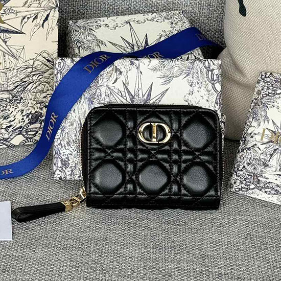 Lady Dior Lambskin Scarlet Wallet Black S5032