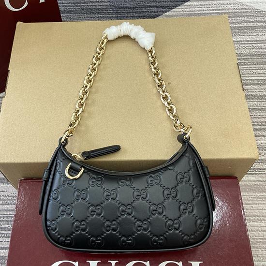 Gucci GG Emblem mini shoulder bag Black 847091  Gucci GG Emblem mini shoulder bag Black 847091