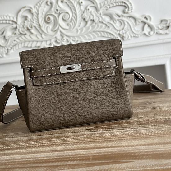 Hermes Kelly Messenger Bag Etoupe with Silver HM1030  Hermes Kelly Messenger Bag Etoupe with Silver HM1030