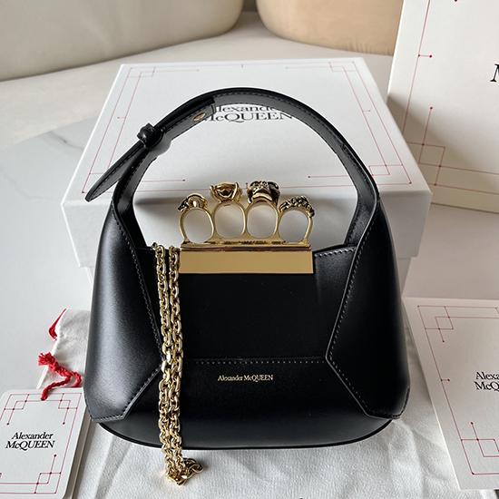 Alexander McQueen Jewelled Mini Hobo Bag A731136 Black Alexander McQueen Jewelled Mini Hobo Bag A731136 Black