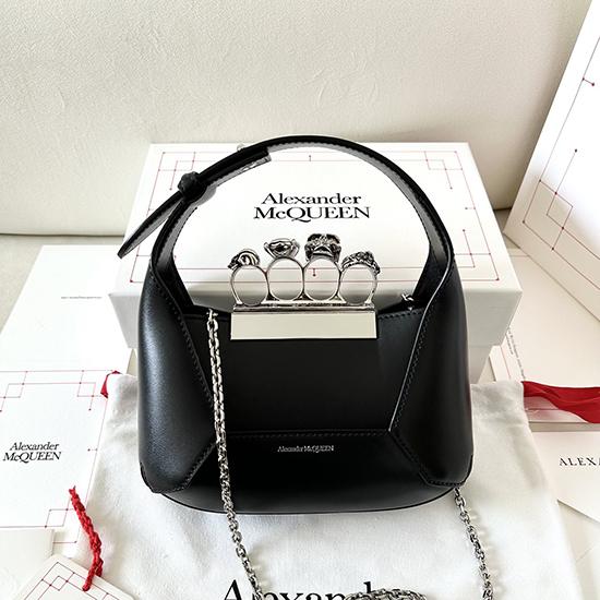 Alexander McQueen Jewelled Mini Hobo Bag Black with Silver Alexander McQueen Jewelled Mini Hobo Bag Black with Silver