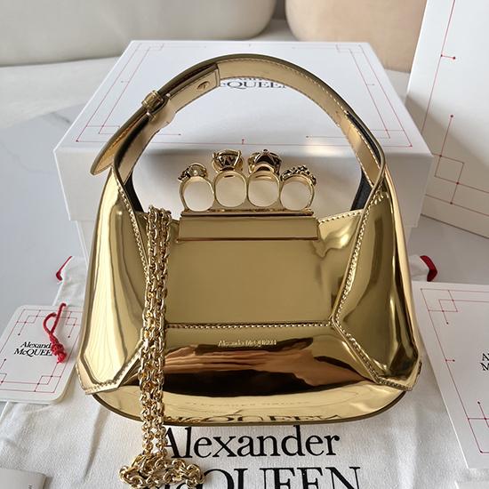 Alexander McQueen Jewelled Mini Hobo Bag Gold A731136 Alexander McQueen Jewelled Mini Hobo Bag Gold A731136