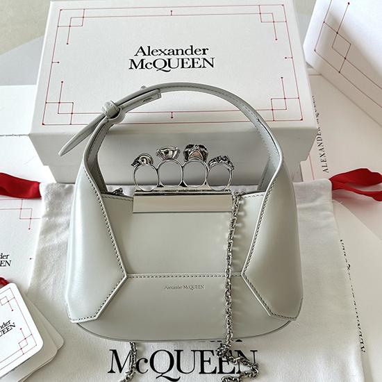 Alexander McQueen Jewelled Mini Hobo Bag Grey A731136 Alexander McQueen Jewelled Mini Hobo Bag Grey A731136