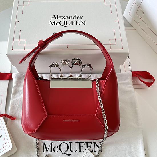 Alexander McQueen Jewelled Mini Hobo Bag Red A731136 Alexander McQueen Jewelled Mini Hobo Bag Red A731136
