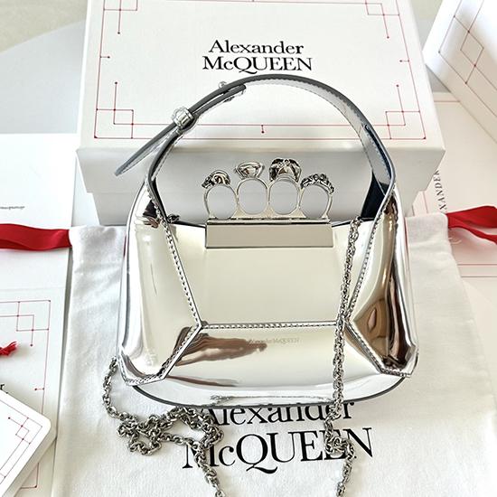 Alexander McQueen Jewelled Mini Hobo Bag Silver A731136 Alexander McQueen Jewelled Mini Hobo Bag Silver A731136