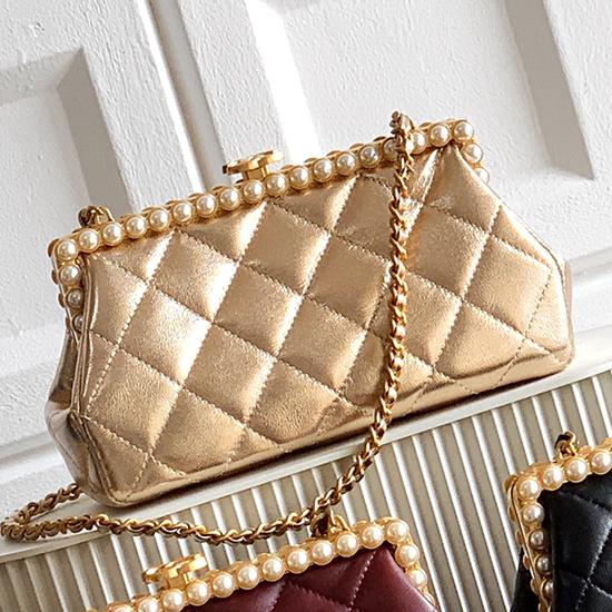 Chanel Lambskin Clutch Gold AS5912 Chanel Lambskin Clutch Gold AS5912
