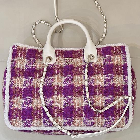 Chanel Tweed Shopping Bag Pink AS5689 Chanel Tweed Shopping Bag Pink AS5689