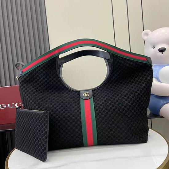 Gucci Suede Giglio Large Tote bag Black 853971 Gucci Suede Giglio Large Tote bag Black 853971